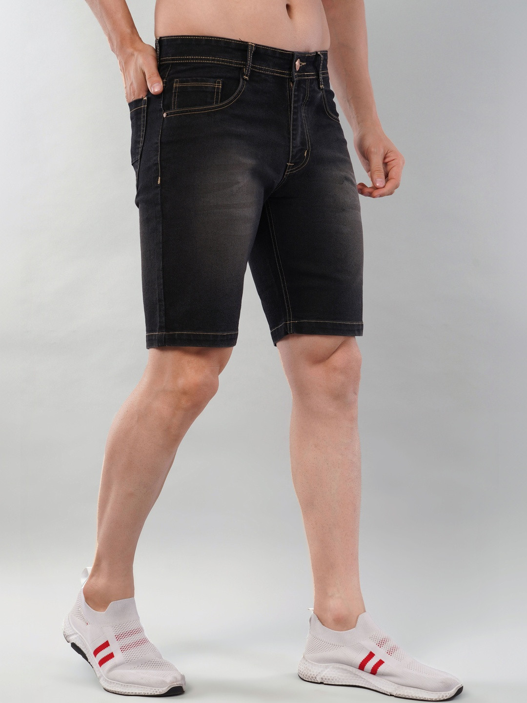 NIVASU Men Washed Denim Shorts