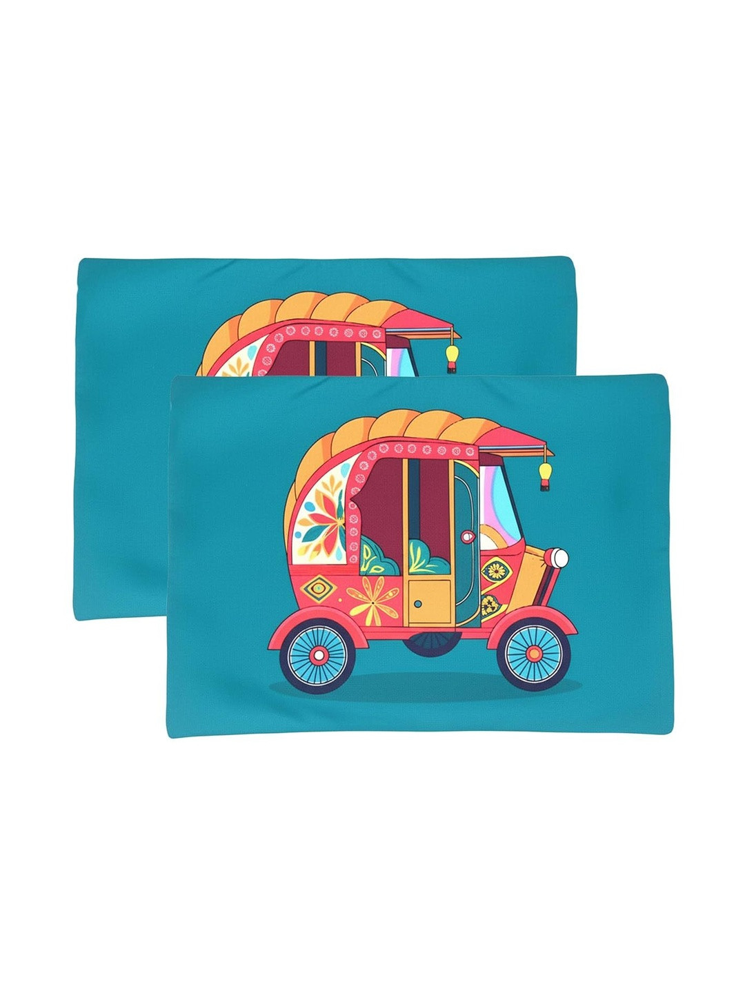 PRAKARTIK 2-Pcs Green & Pink Digital Printed Table Placemats