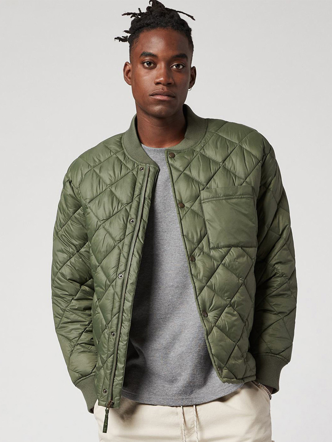 AMERICAN EAGLE OUTFITTERS Men Green Bomber Jacket