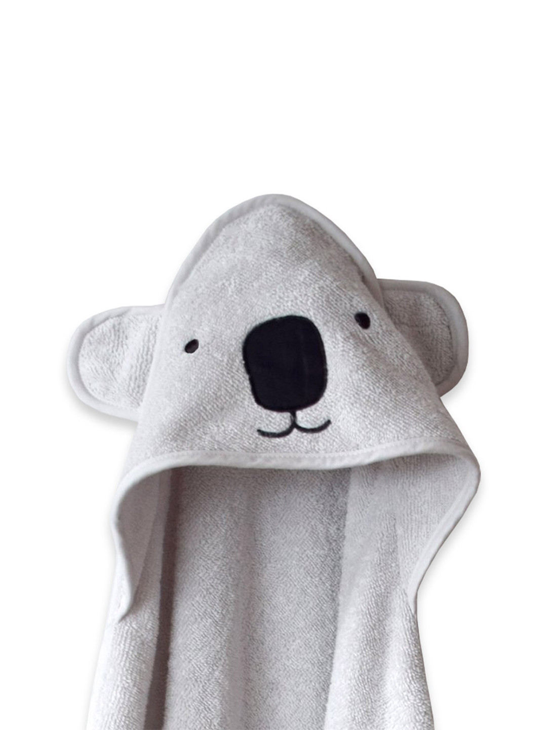 Masilo Kids Grey & Black Cotton 400 GSM Koala Hooded Bath Towel