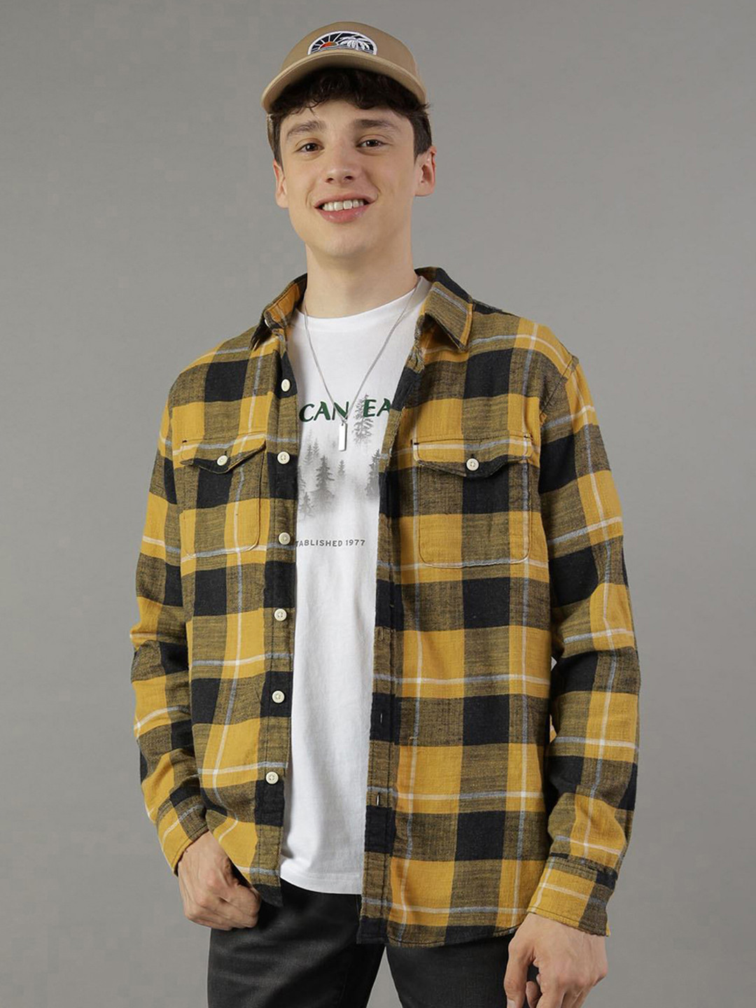 AMERICAN EAGLE OUTFITTERS Buffalo Checked Cotton Opaque Shacket