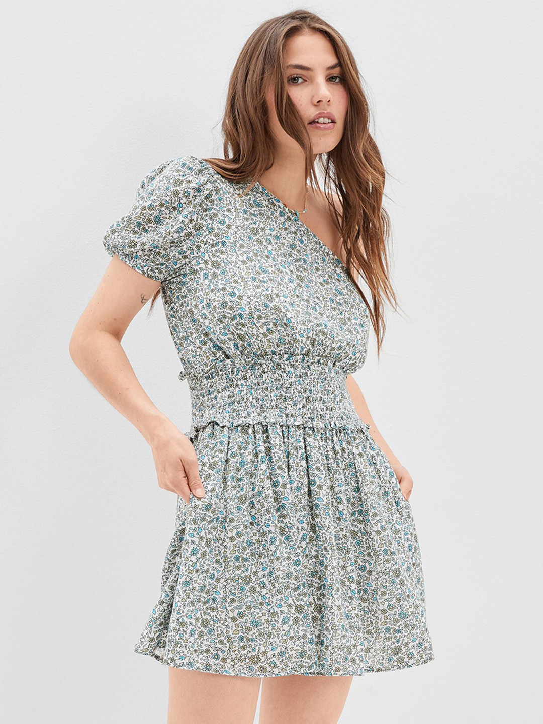 AMERICAN EAGLE OUTFITTERS Blue Floral Mini Dress