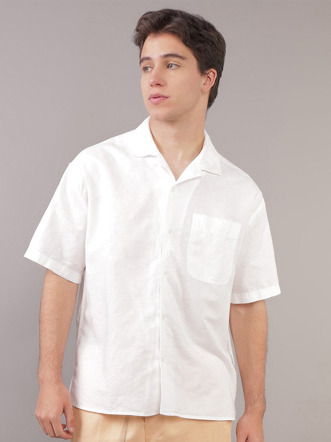 AMERICAN EAGLE OUTFITTERS Lapel Collar Short Sleeves Casual Shirt