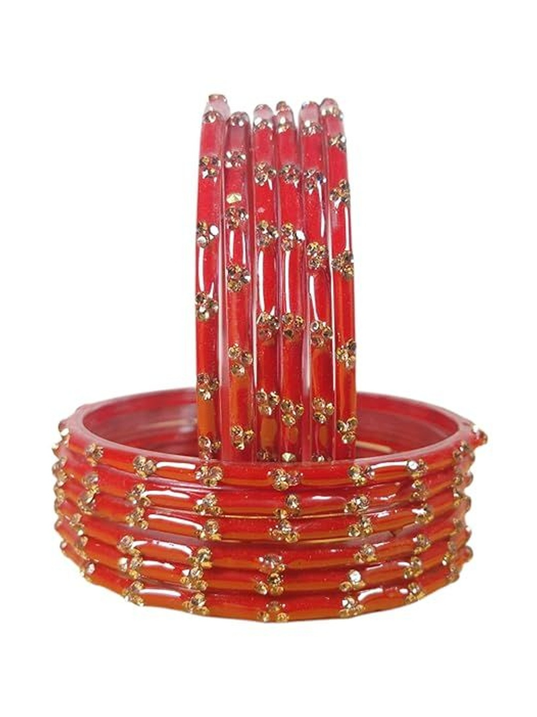 FOMIKA Set Of 12 Zircon-Studded Kashmiri Bangless
