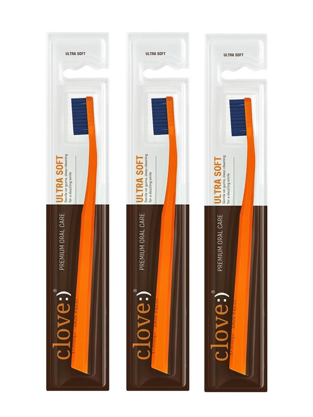 Clove Oral Care 4160 Bristles Pack of 5 Toothbrush for Sensitive Teeth & Gums - Orange