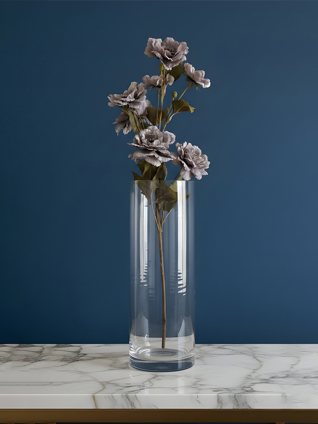 AARVI DECOR STUDIO Grey 1 Pieces Peony Artificial Flower