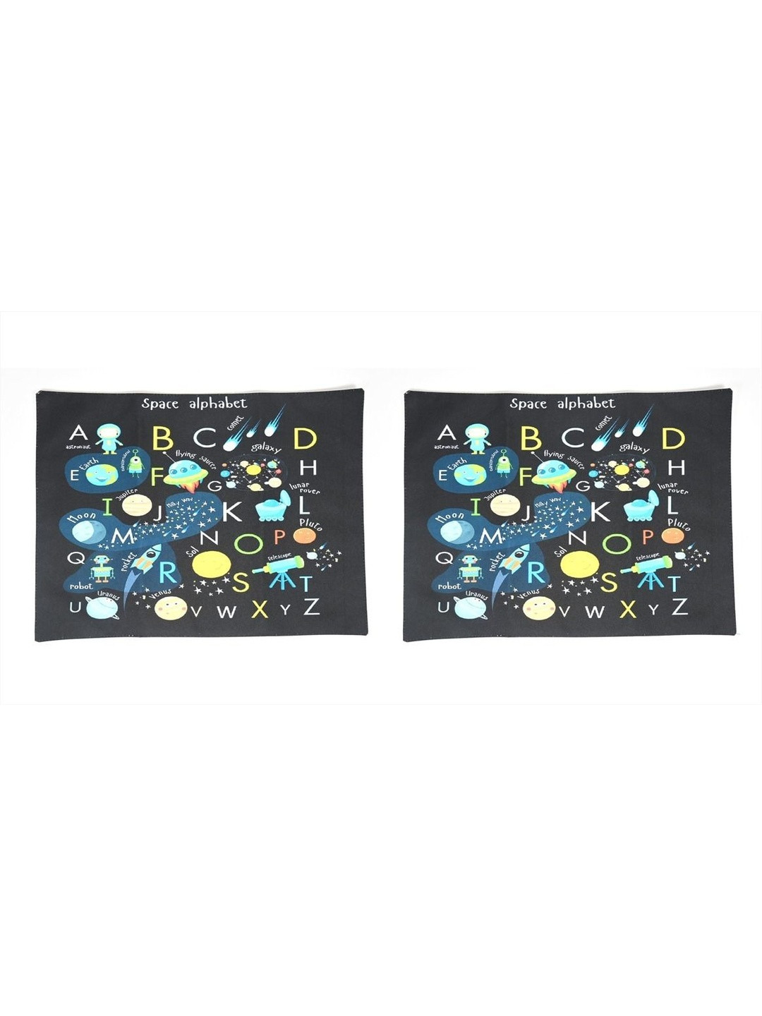 PRAKARTIK 2-Pcs Black & Blue Digital Printed Table Placemats
