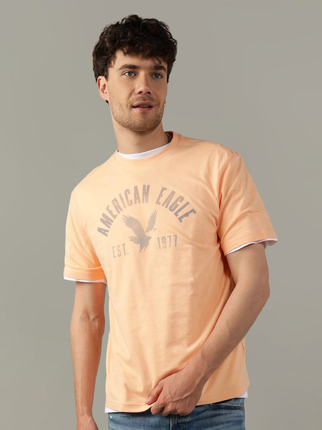 AMERICAN EAGLE OUTFITTERS Typography Printed Round Neck Short Sleeves Cotton T-shirt