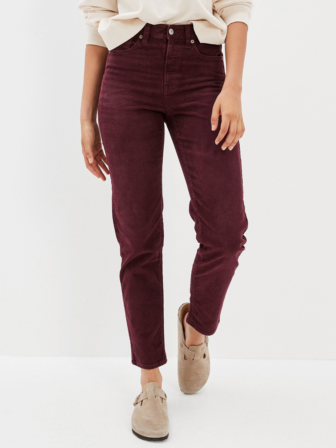AMERICAN EAGLE OUTFITTERS Women Burgundy Slim Fit Cotton Jeans