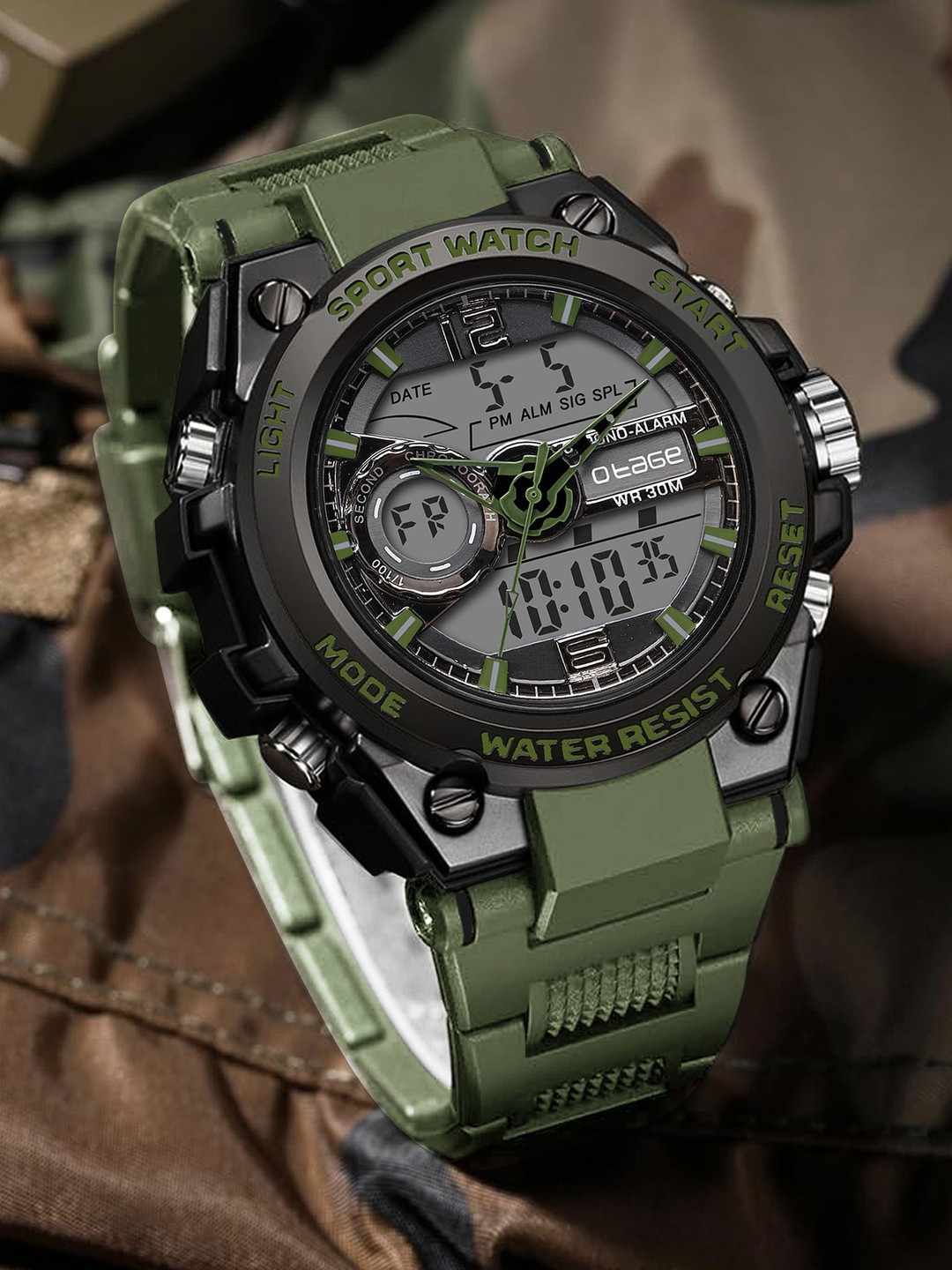Otage Men Dial & Straps Analogue and Digital Multi Function Watch F12 Green