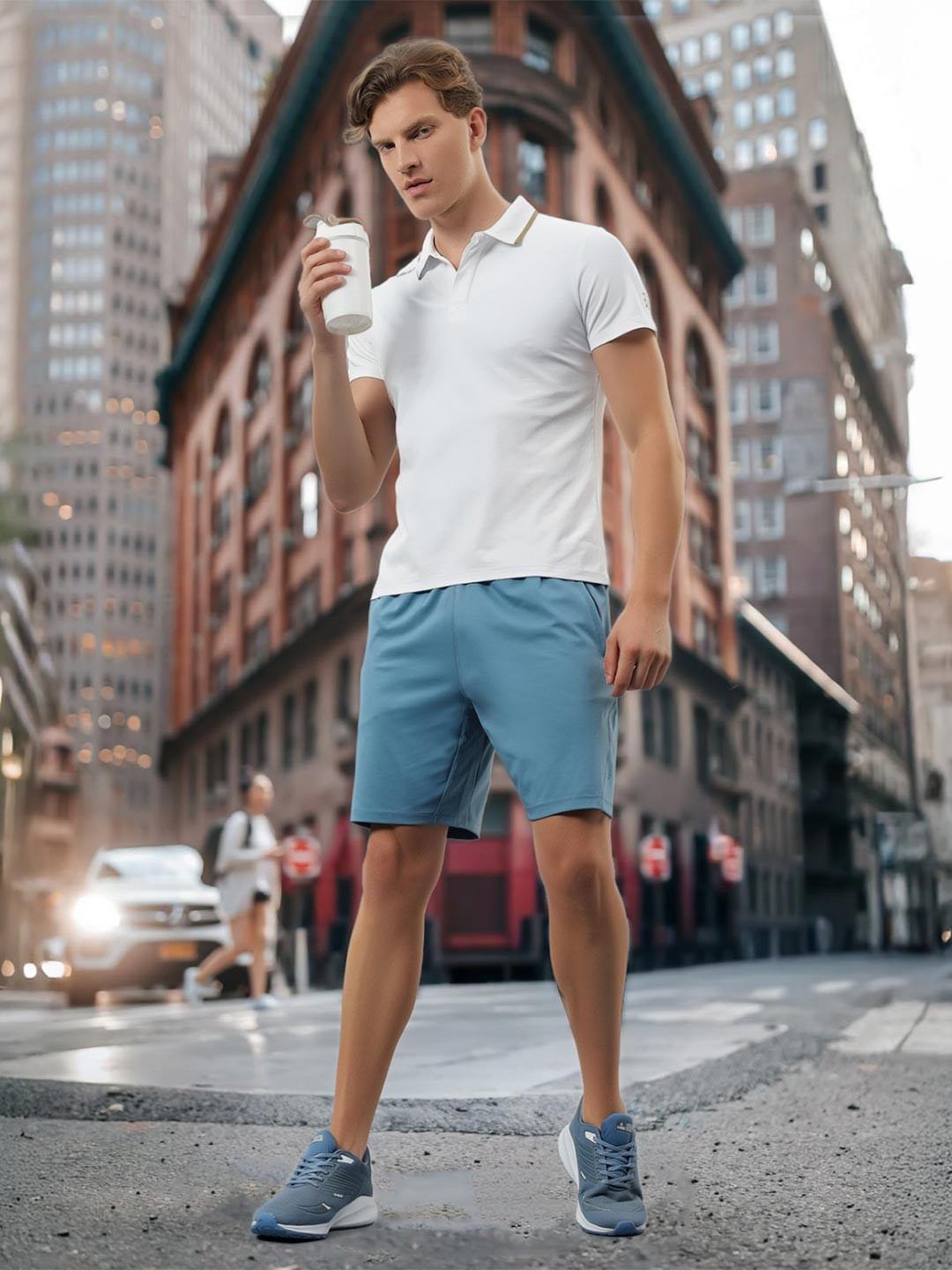 DIDA Men Poly Solid Blue Heaven Shorts