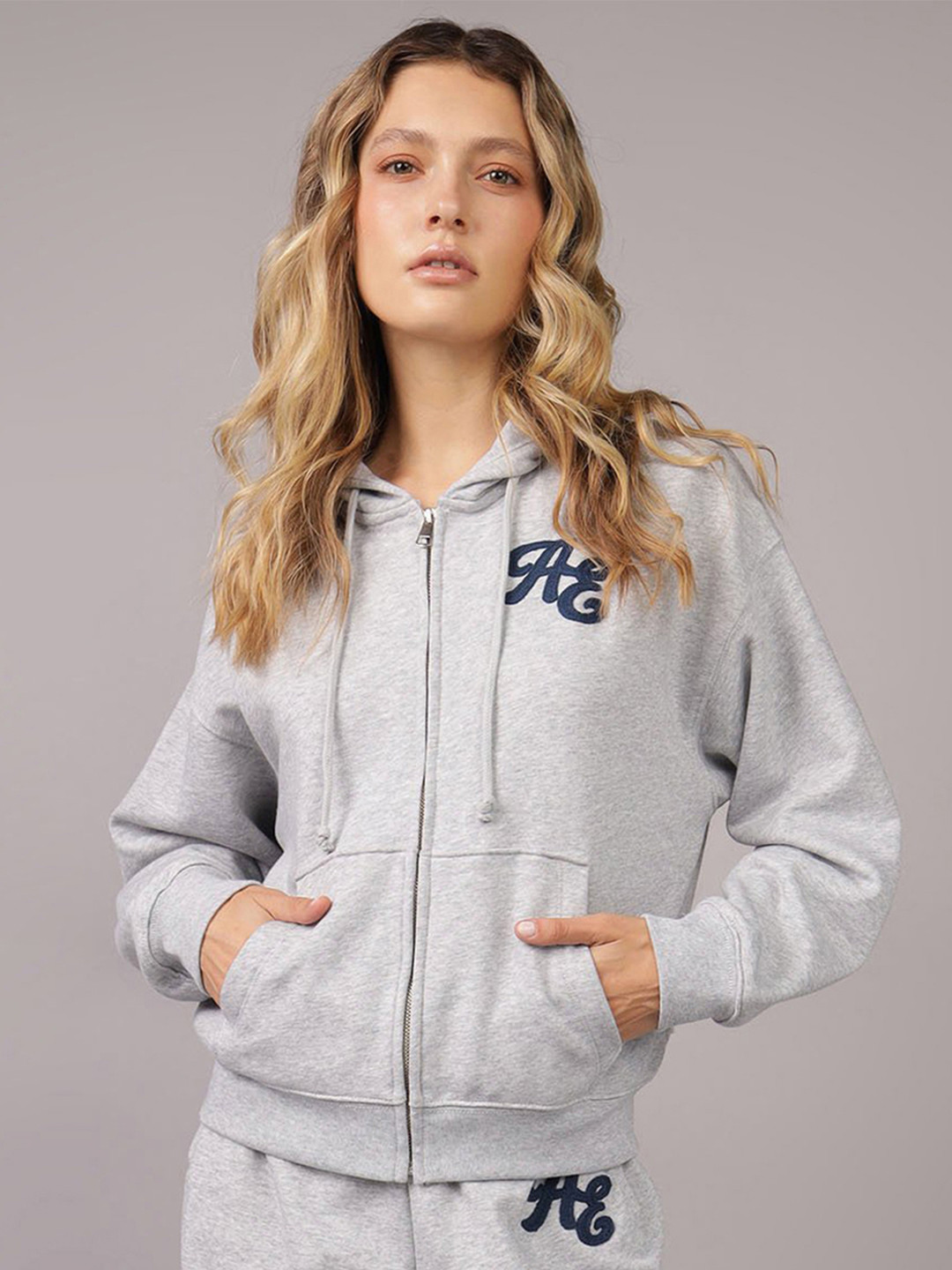AMERICAN EAGLE OUTFITTERS Women Embroidered Hooded Sweatshirt