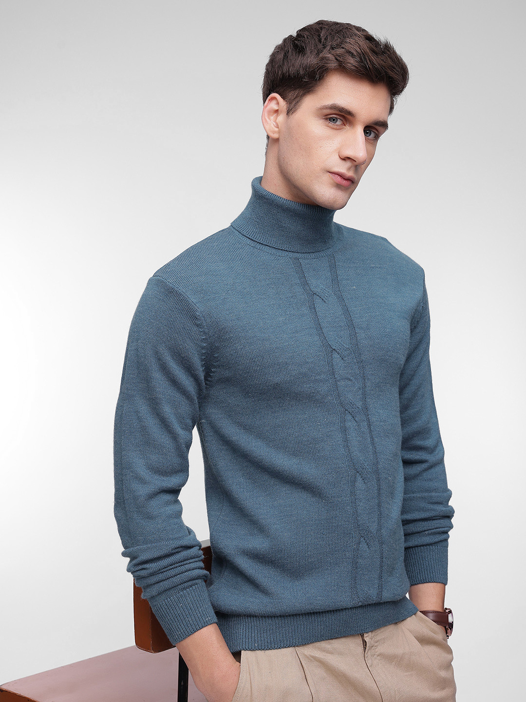 French Connection Cable Knit Turtle Neck Pullover Sweaters