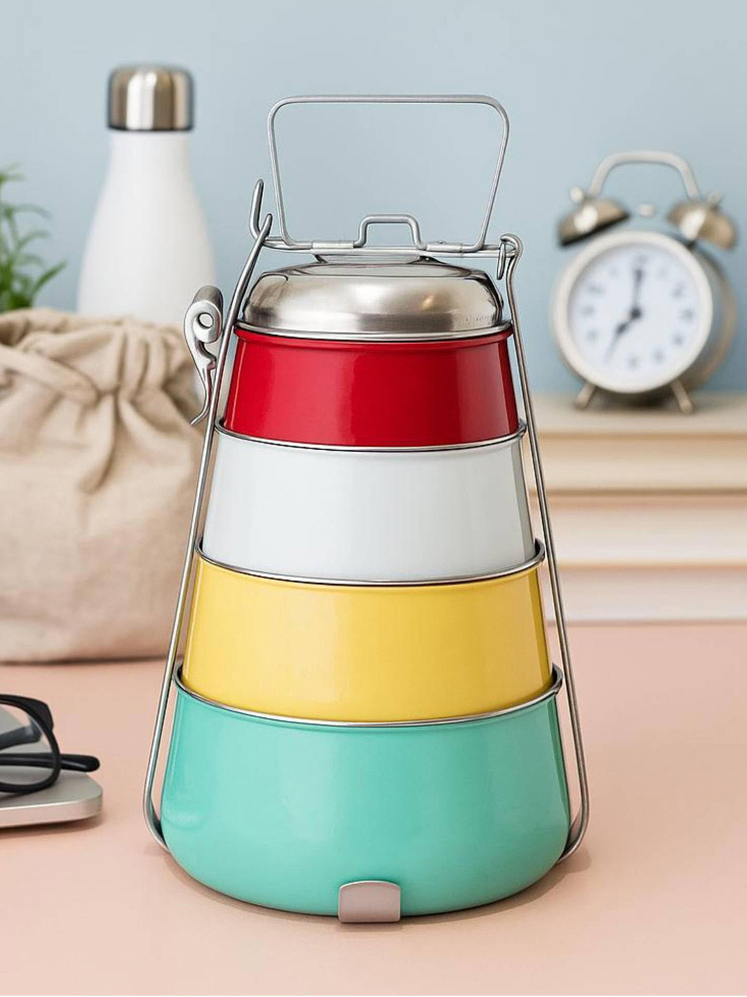 Living With Elan Tantraa Stainless Steel Leak Resistant Lunch Box With Spoon and Fork