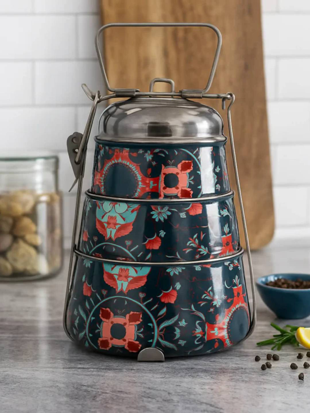 Living With Elan Tantraa Stainless Steel Leak Resistant Lunch Box With Spoon and Fork