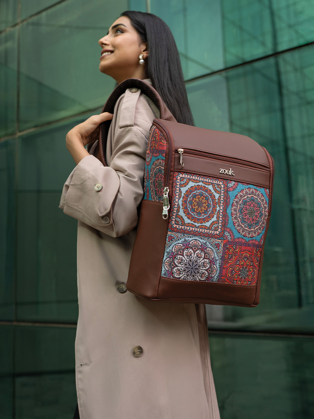 ZOUK Unisex Multicolor Mandala Print Amalia Daypack