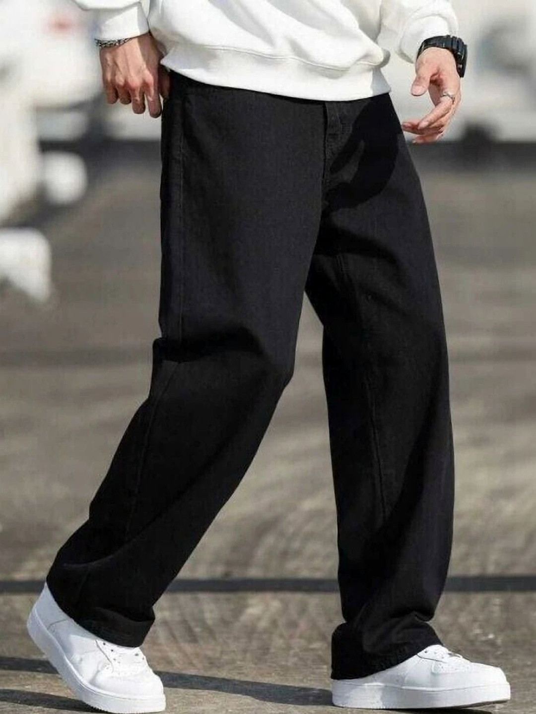 Moda Rapido Men Classic Wide Leg Mid-Rise Stretchable Jeans