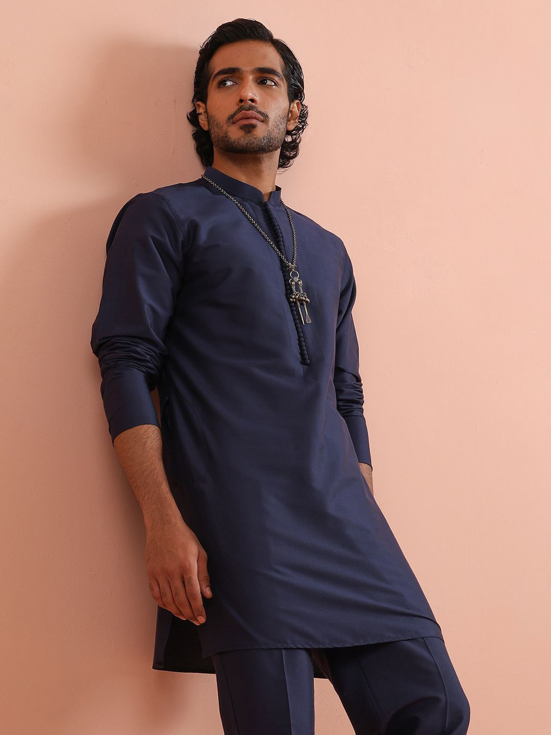 KISAH Men Mandarin Collar Mid Kurta  Classic Festive Wear