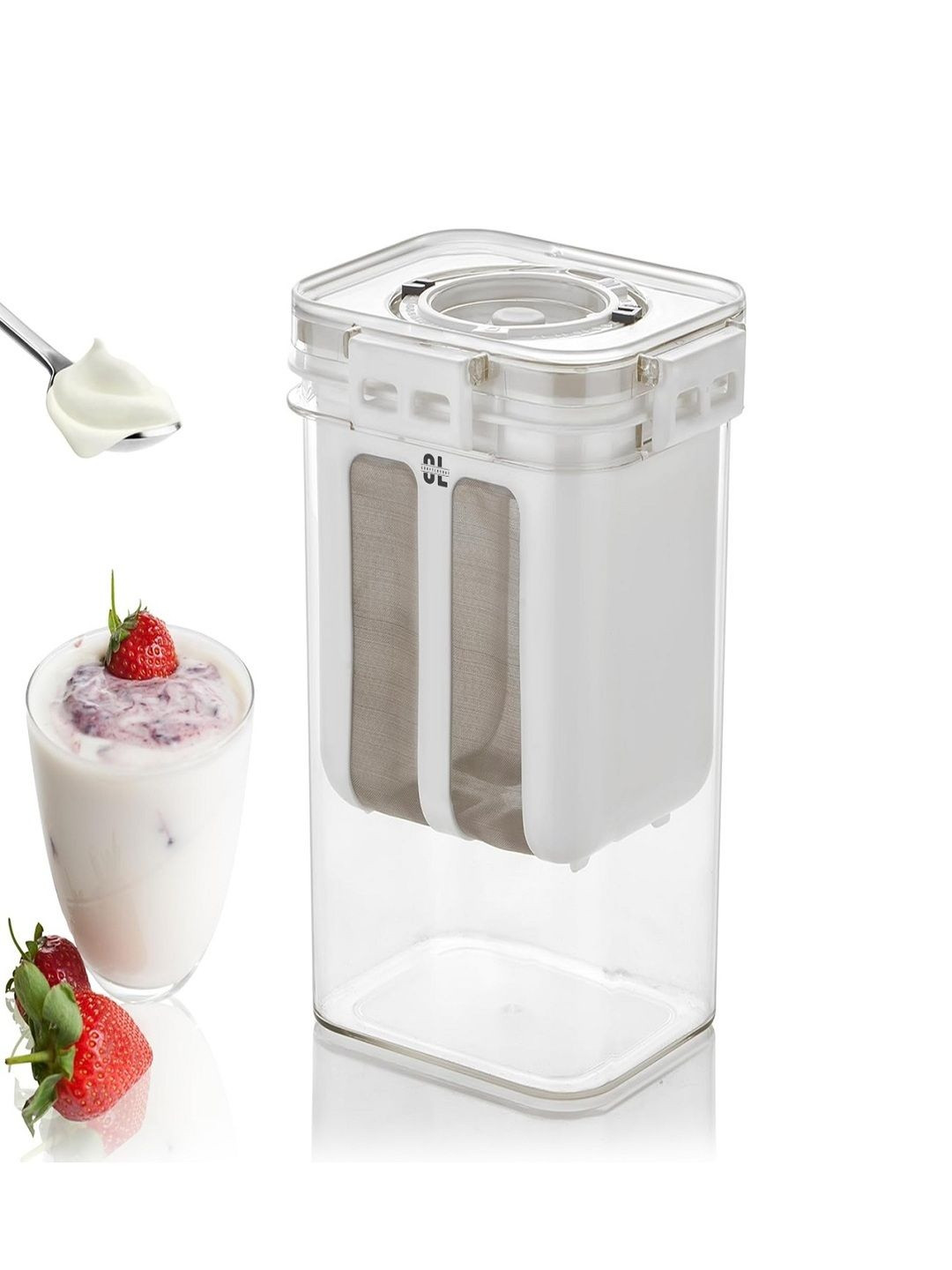 Craftlayout White Plastic Yogurt Filter with Mesh Strainer