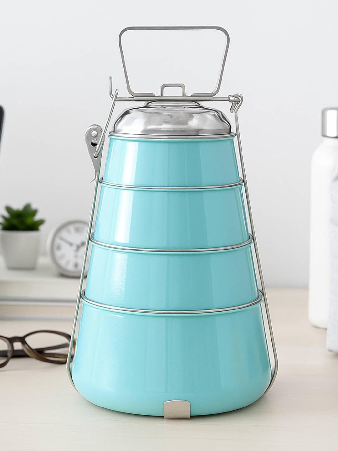 Living With Elan Regular Stainless Steel Leak Resistant Lunch Box With Spoon and Fork