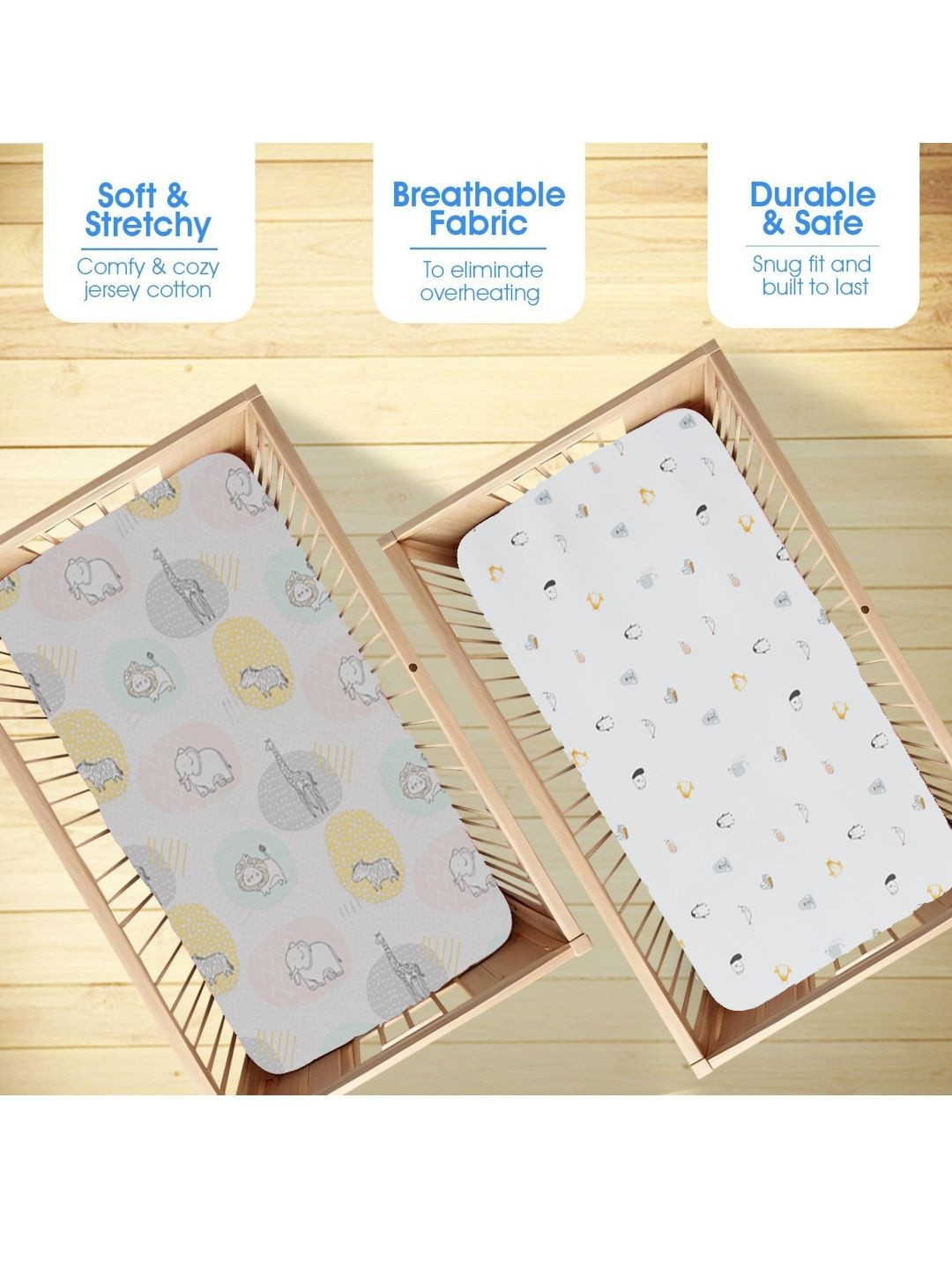Portico Kids Set Of 2 Infants Little Peaches Pure Cotton Flat Sheet