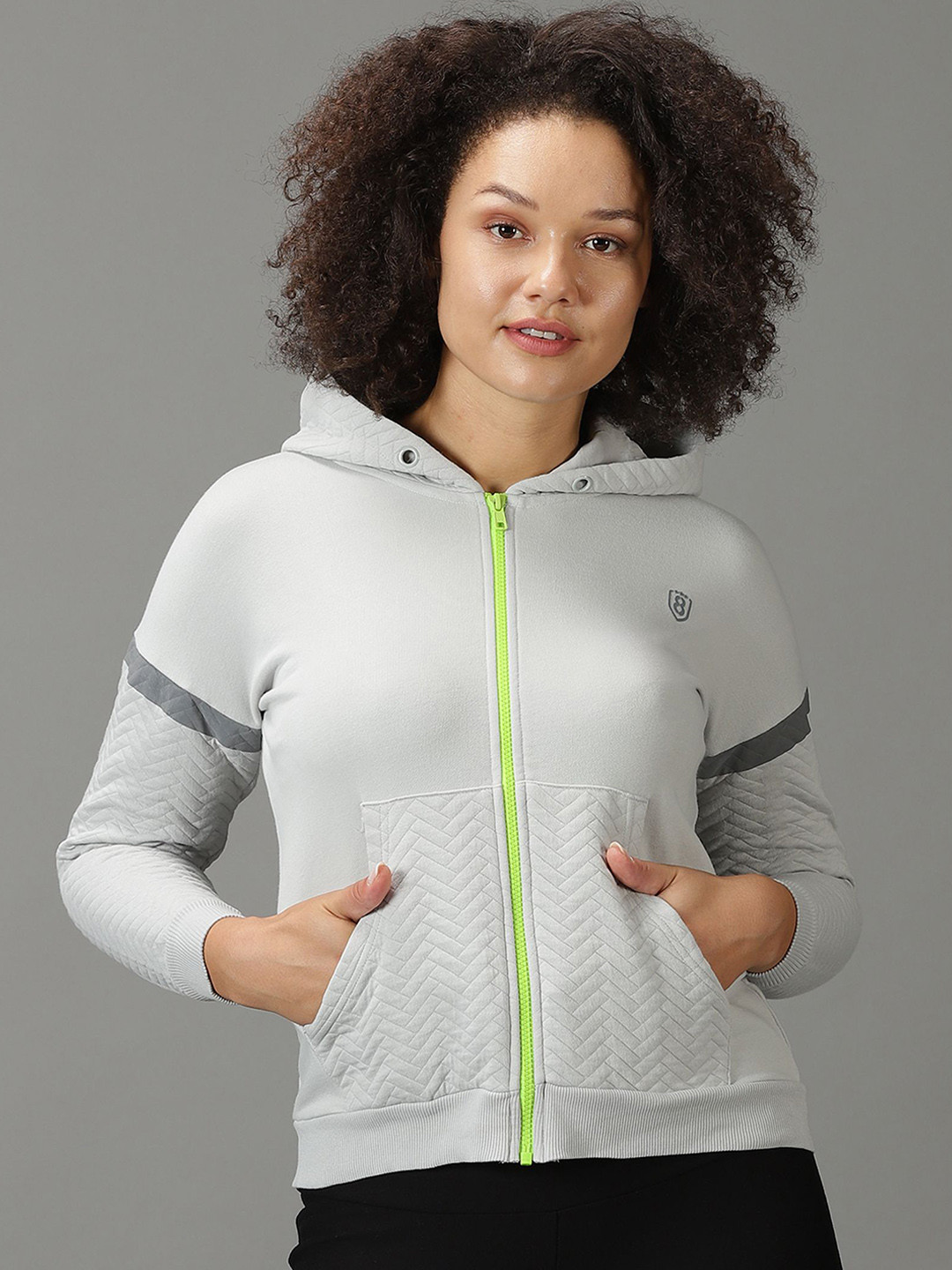 Domin8 Women Quilted Hooded Sweat Shirt With Kangaroo Pockets.