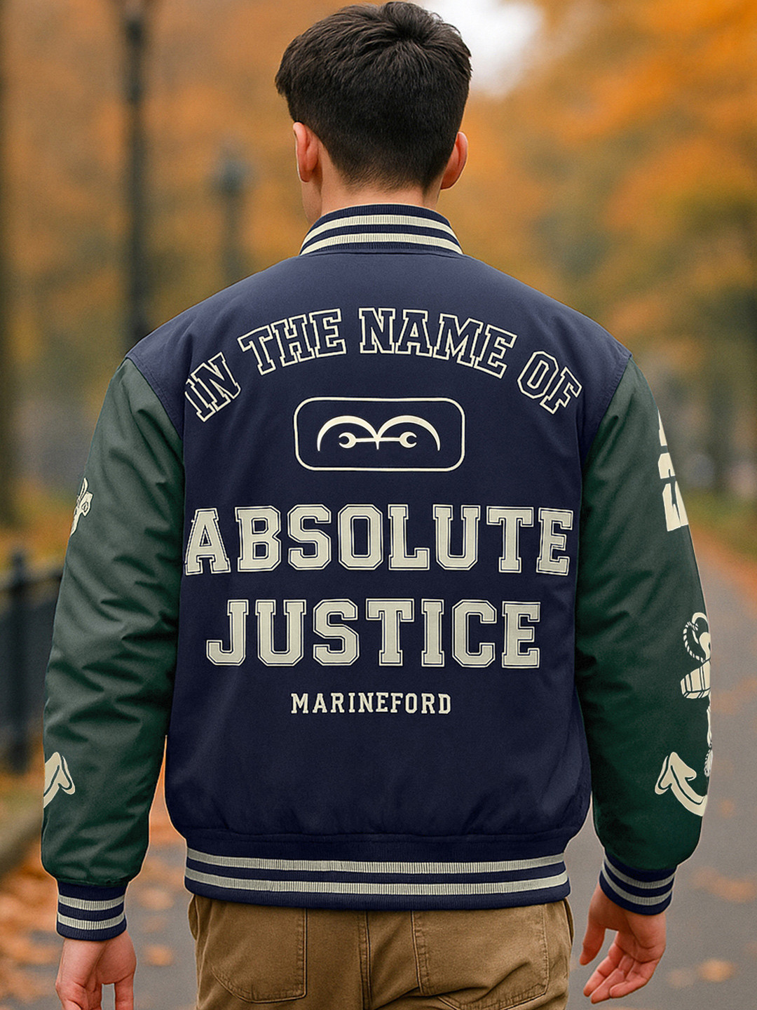 Bewakoof Official One Piece Merchandise Graphic Printed Oversized Windcheater Jacket