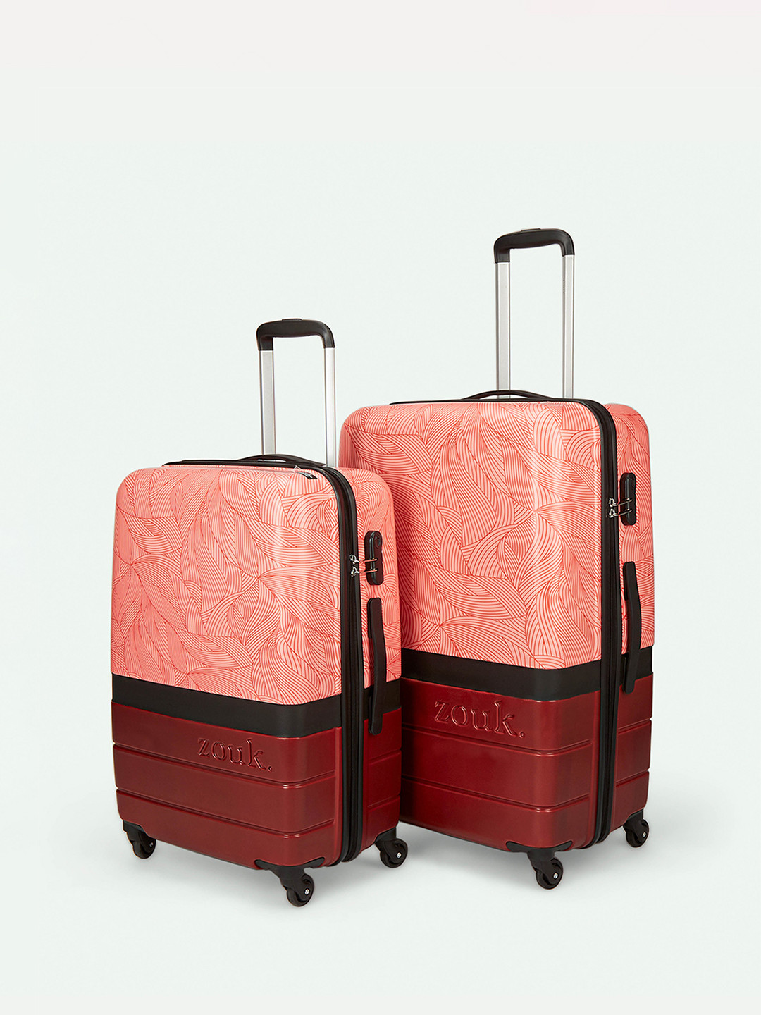 ZOUK Unisex Set of 2 Andaman Crest Raahi Medium & Large Trolley Bags