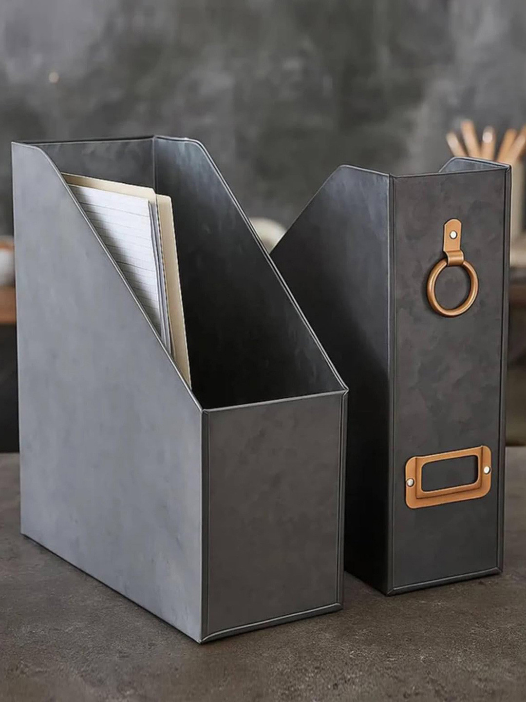 Living With Elan Black 2 Pieces Reusable Metal Magazine Organiser