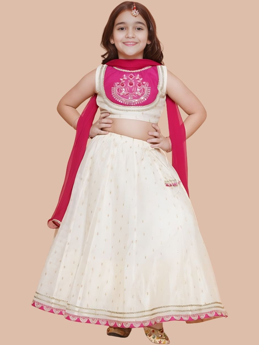 JOVK DESIGN Girls Embellished Ready to Wear Lehenga & Blouse With Dupatta