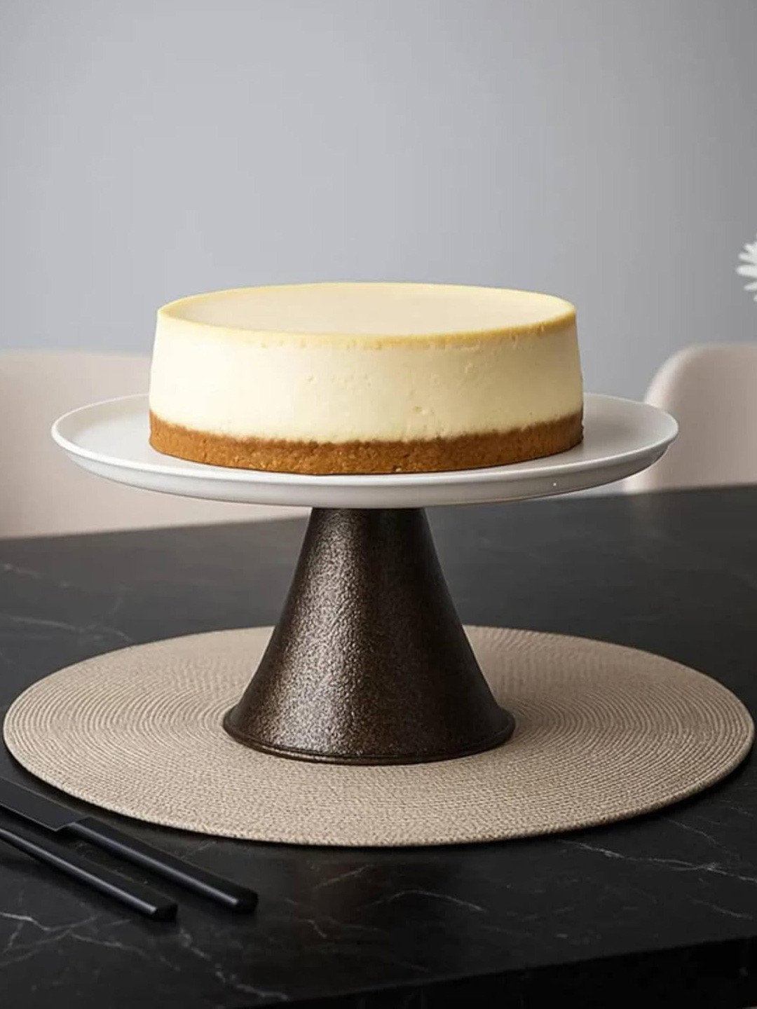 Living With Elan Off White & Brown Stainless Steel Cake Stand