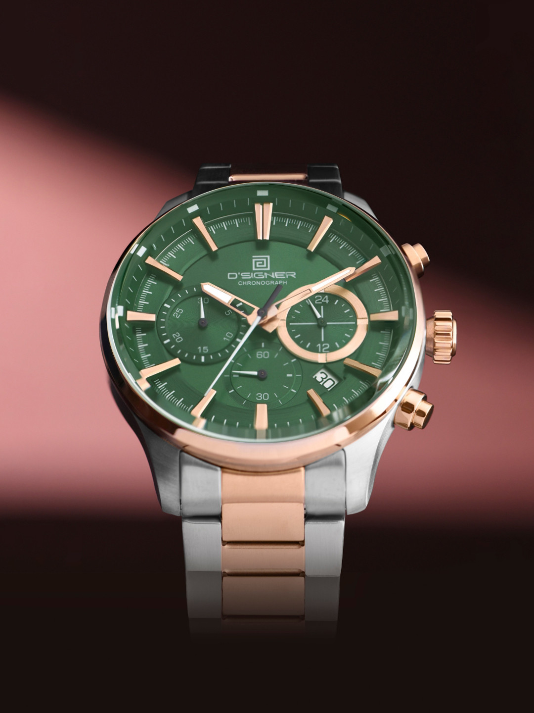 D'SIGNER  Men Brass Dial & Bracelet Style Straps Analogue Chronograph Watch 748RTM.16G