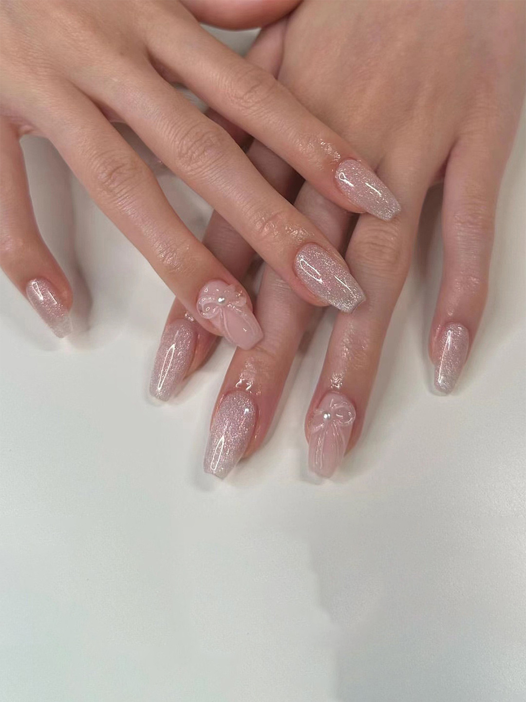 GLOW CUPID 25 Pieces Blush Veil Pieces Reusable Nails