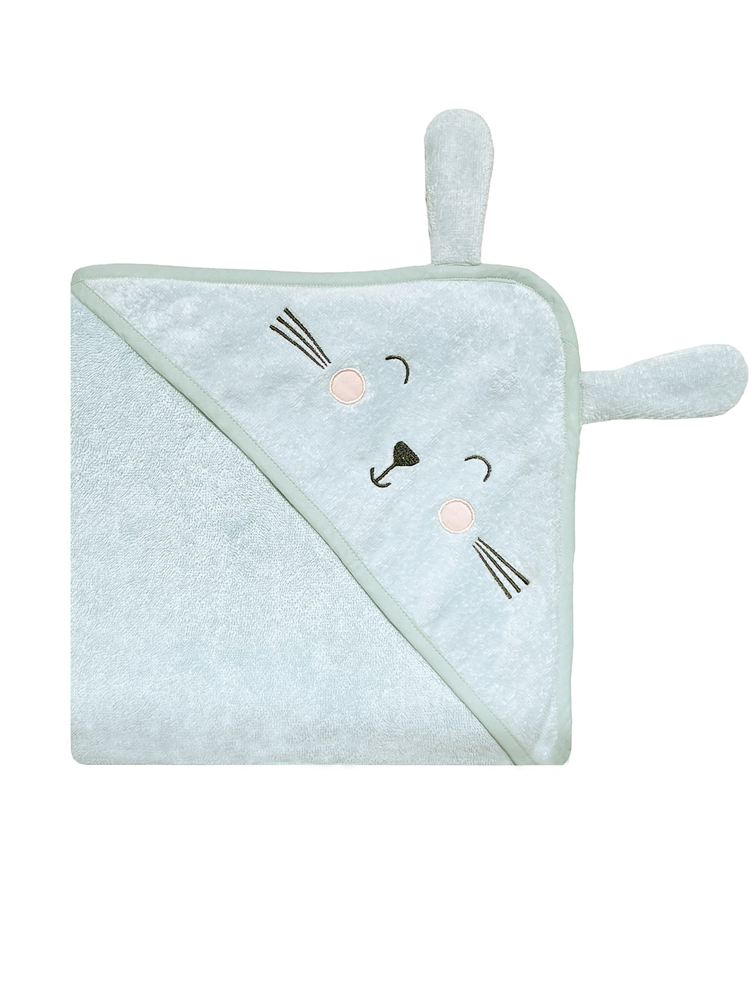 Masilo Kids Green & Black Cotton 400 GSM Bunny Hooded Bath Towel