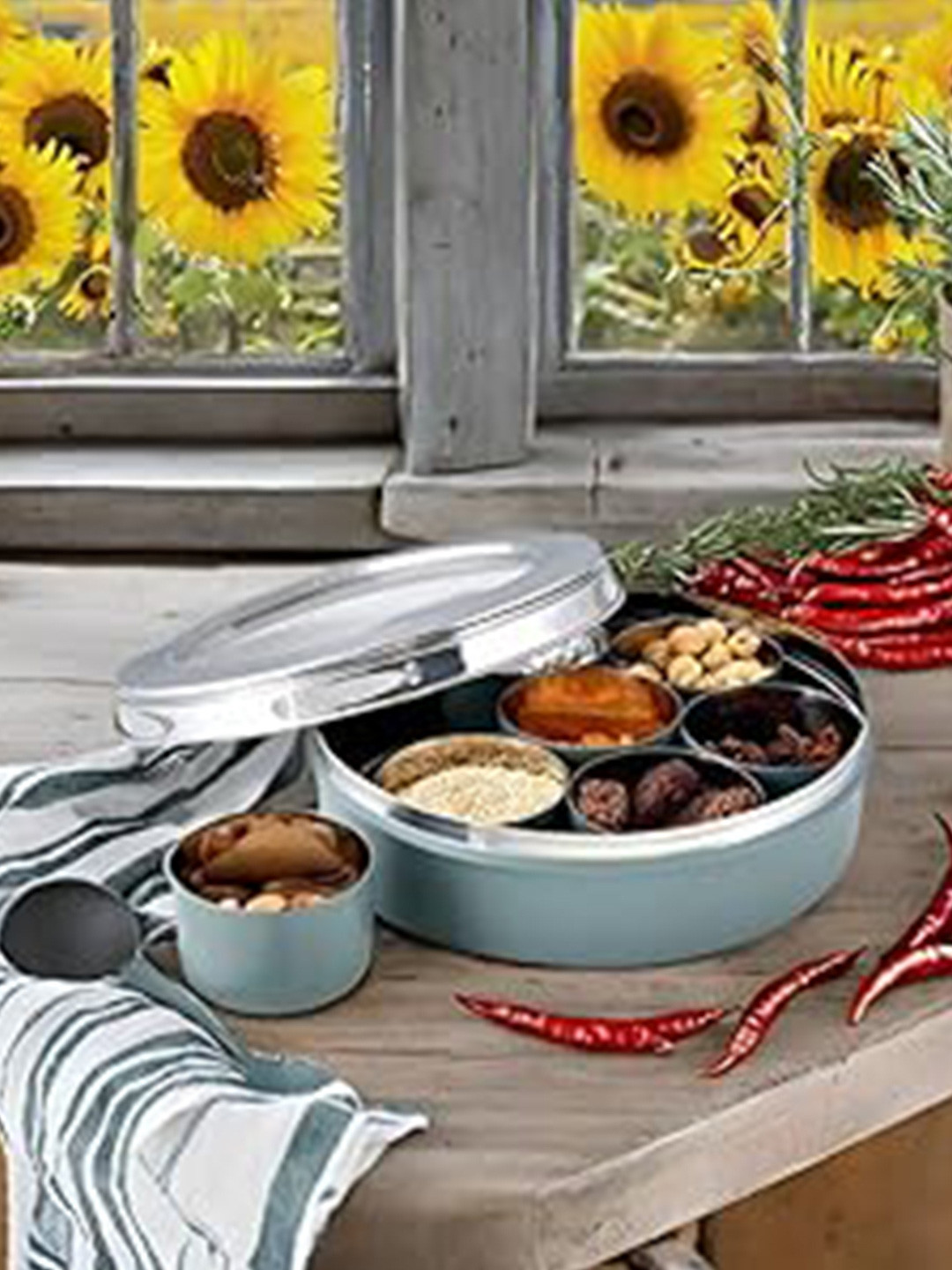 Living With Elan Green Stainless Steel Spice Box