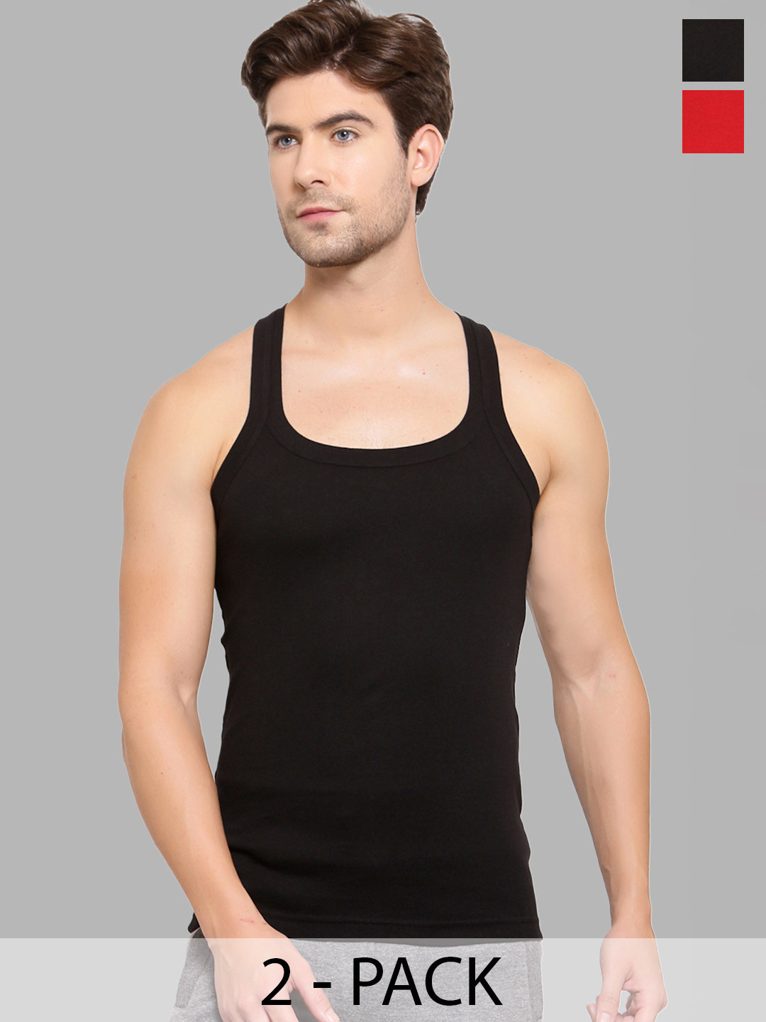 MACHO Pack Of 2 Assorted Pure Cotton Gym Vest
