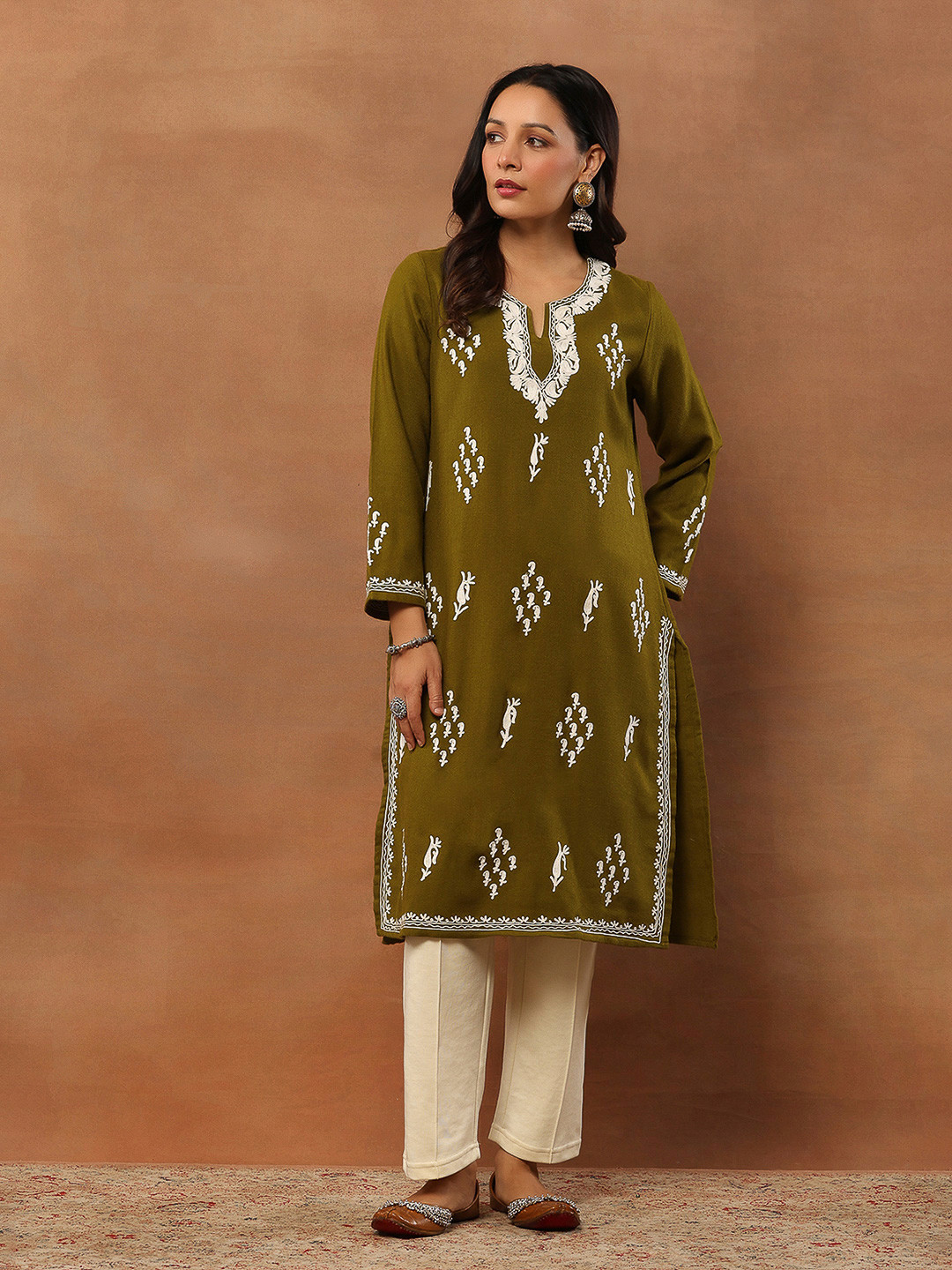 House of Chikankari HOC Crafts Aari Woven Straight Kurta