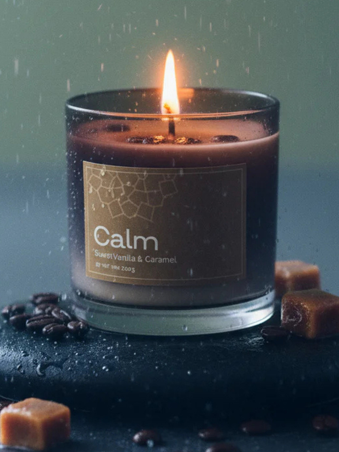 FIG Calm Scented 1 Wick Calm Vanilla & Caramel Solid Geometric Regular Jar Candles