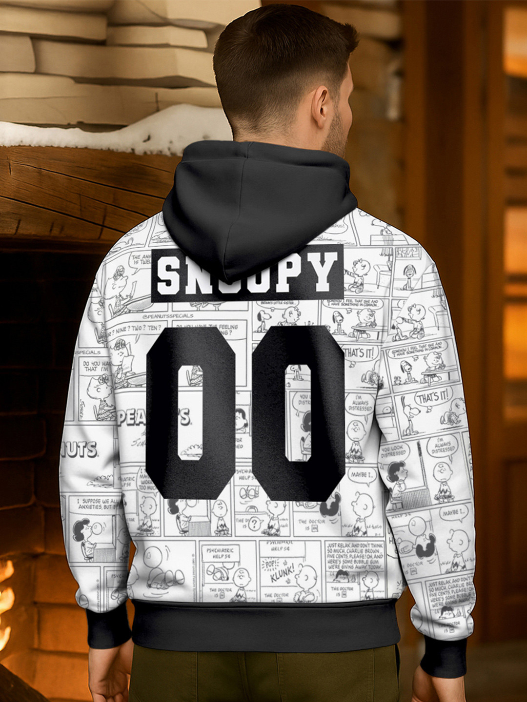 Bewakoof Heavy Duty 1.0 Men Snoopy Graphic Printed Oversized Hoodies