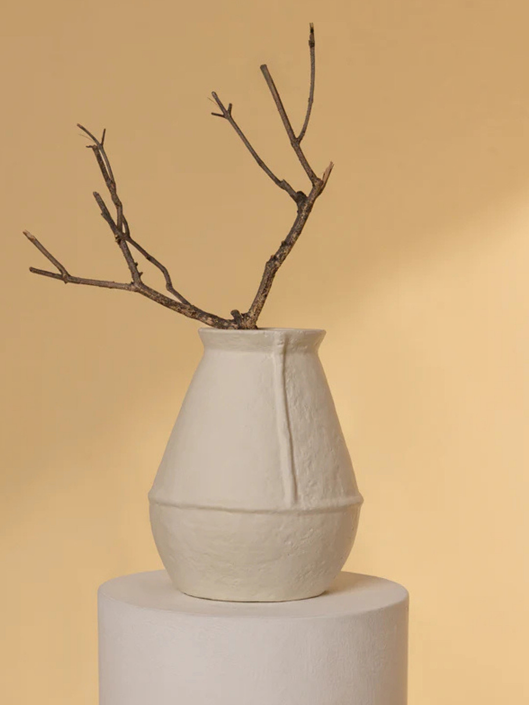 FIG Off White Paper Mache Vases