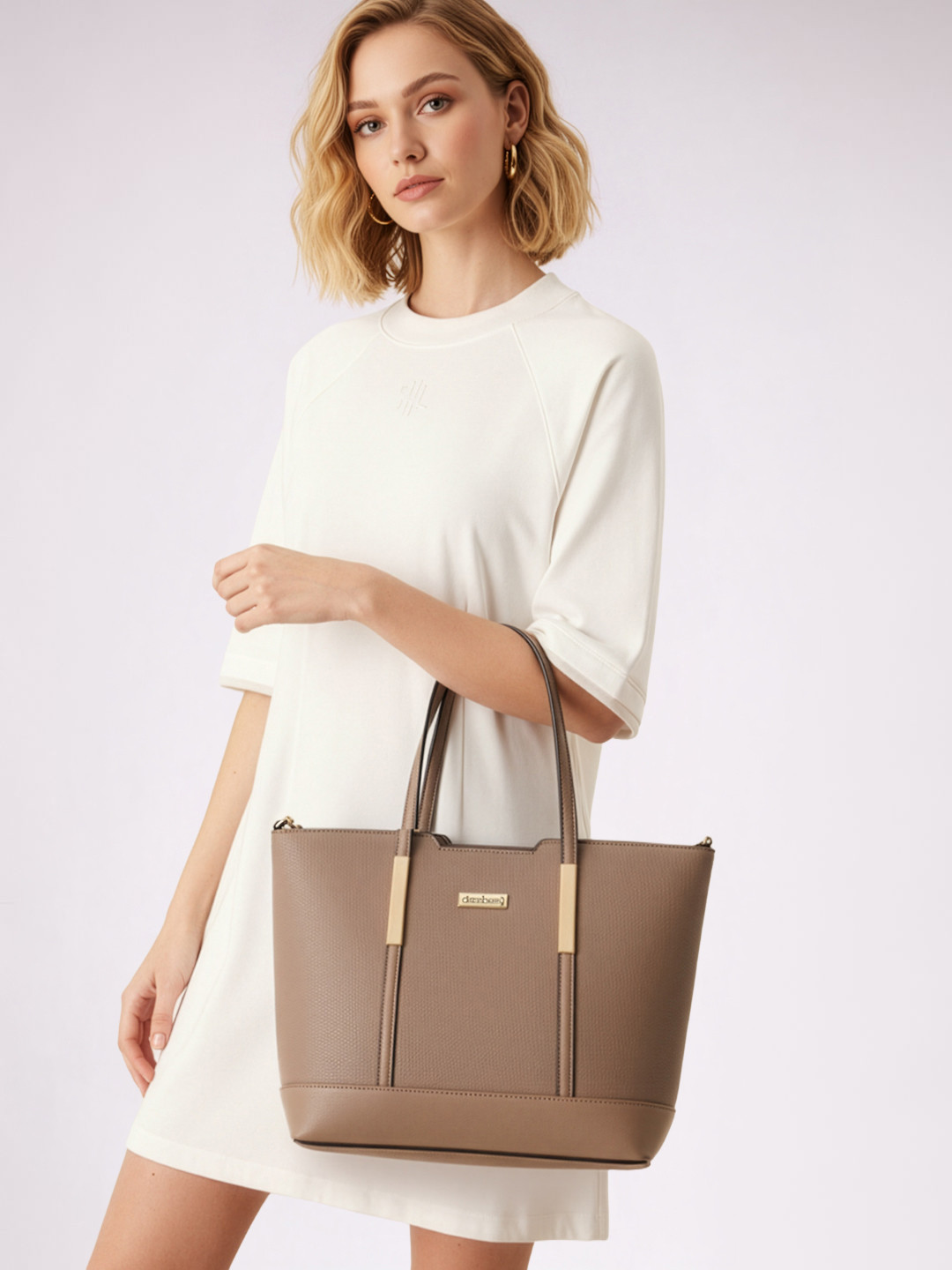 DressBerry Taupe Solid Shoulder Bag