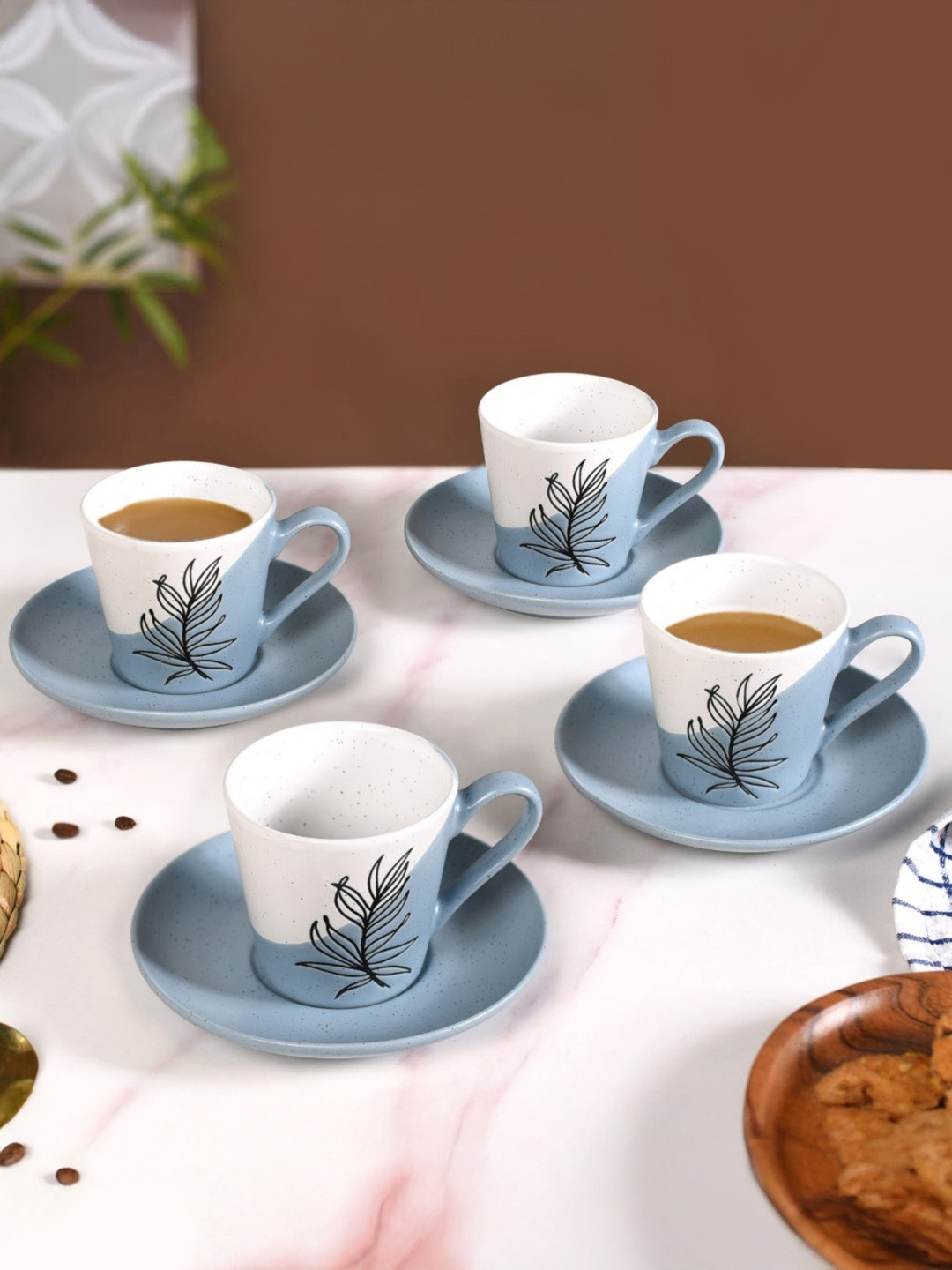 Nestasia Unisex Set Of 4 Ceramic Tea Cup And Saucer