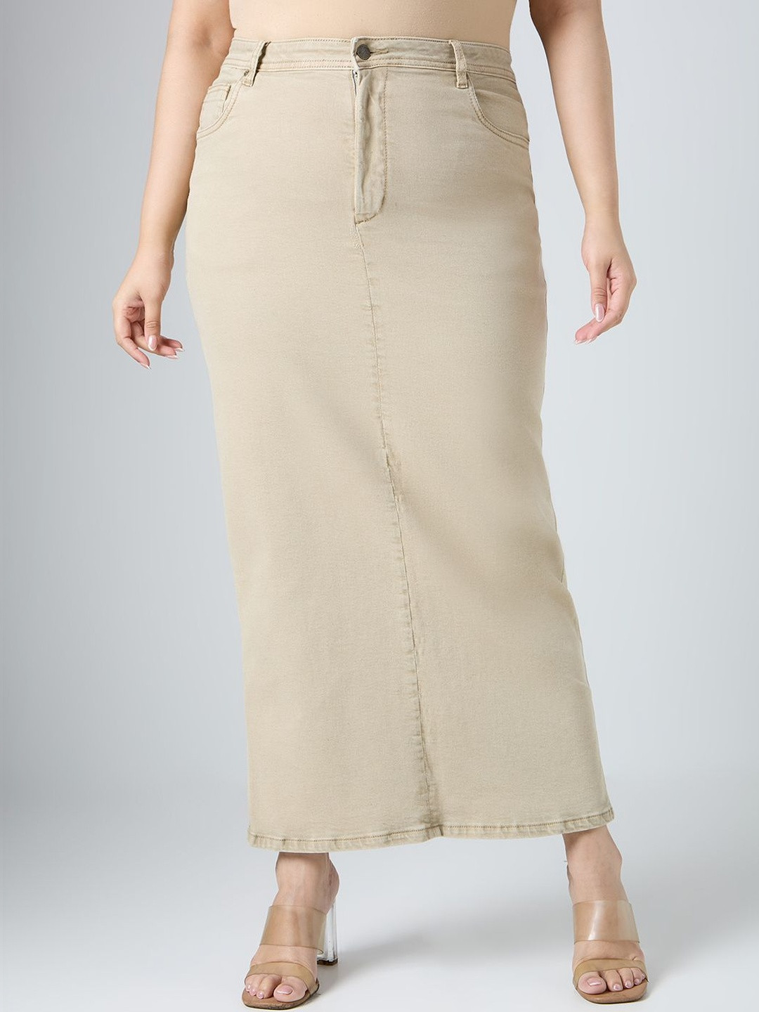 Turning Blue High-Rise Maxi Straight-Fit Skirt