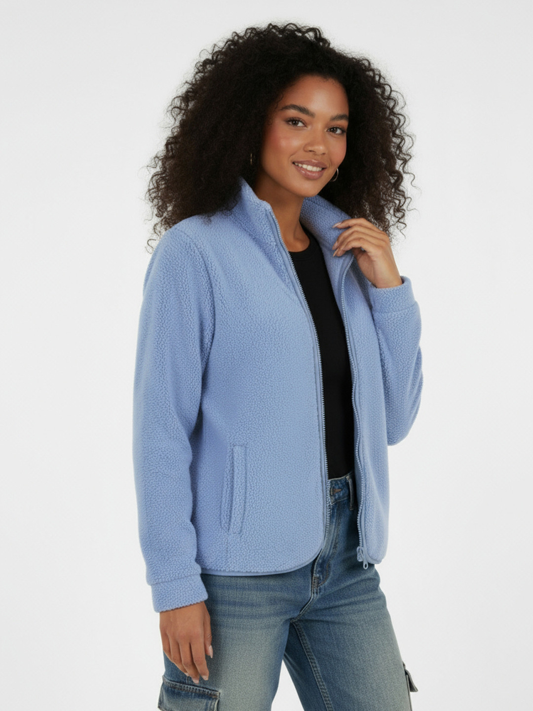 glitchez Mock Collar Sherpa Jacket