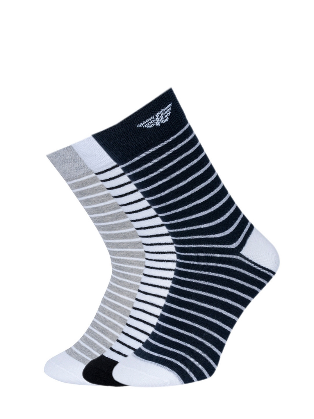Red Tape Pack Of 3 Calf Length Striped Grey Socks