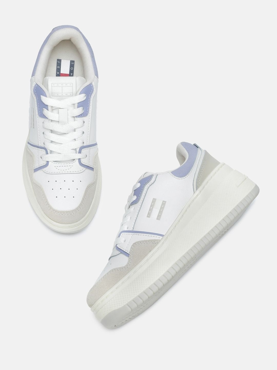Tommy Hilfiger Women's Retro Basket Beige Leather Sneakers