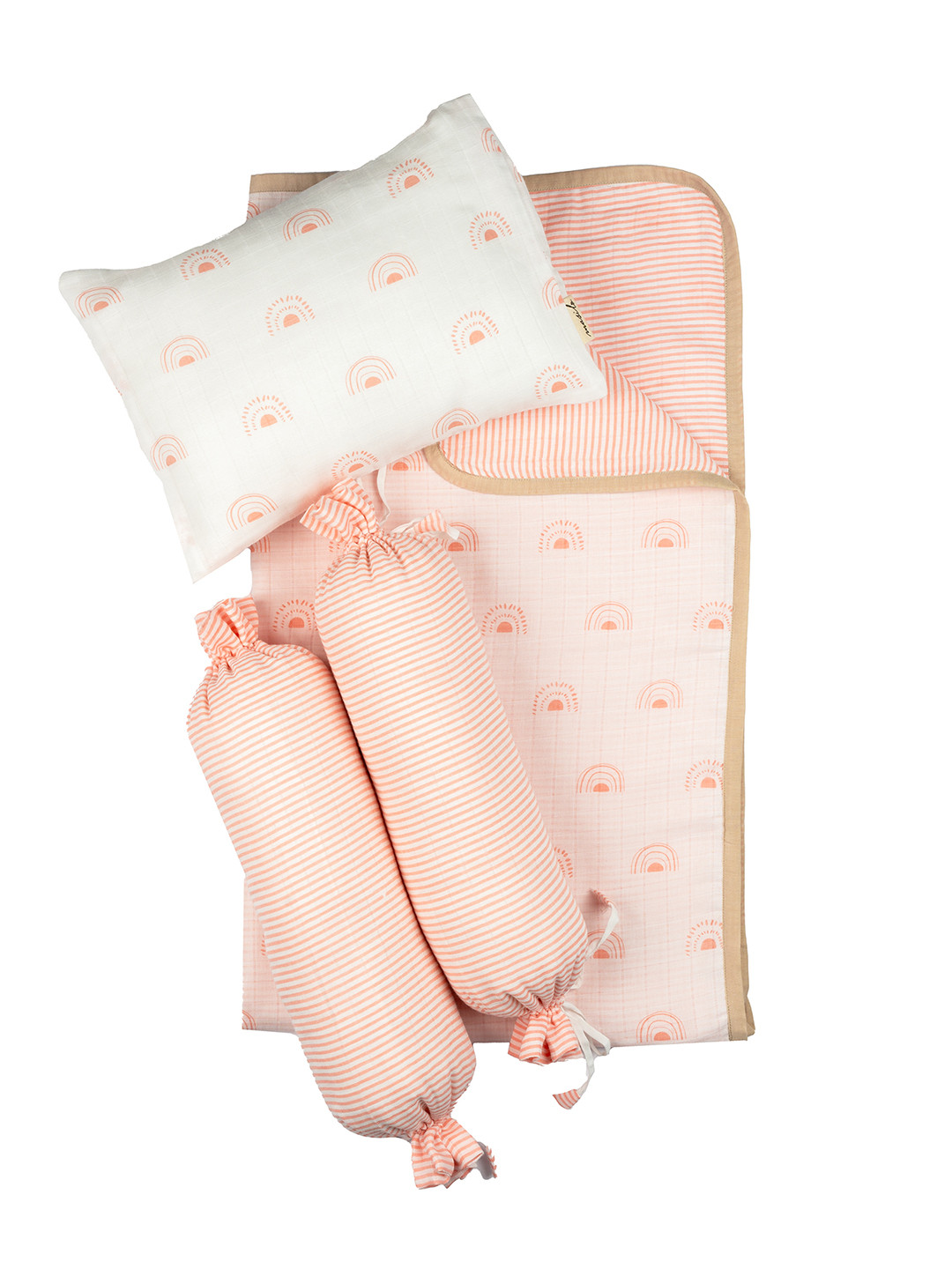 Masilo Orange & White Printed Organic Cotton Baby Bed Sets