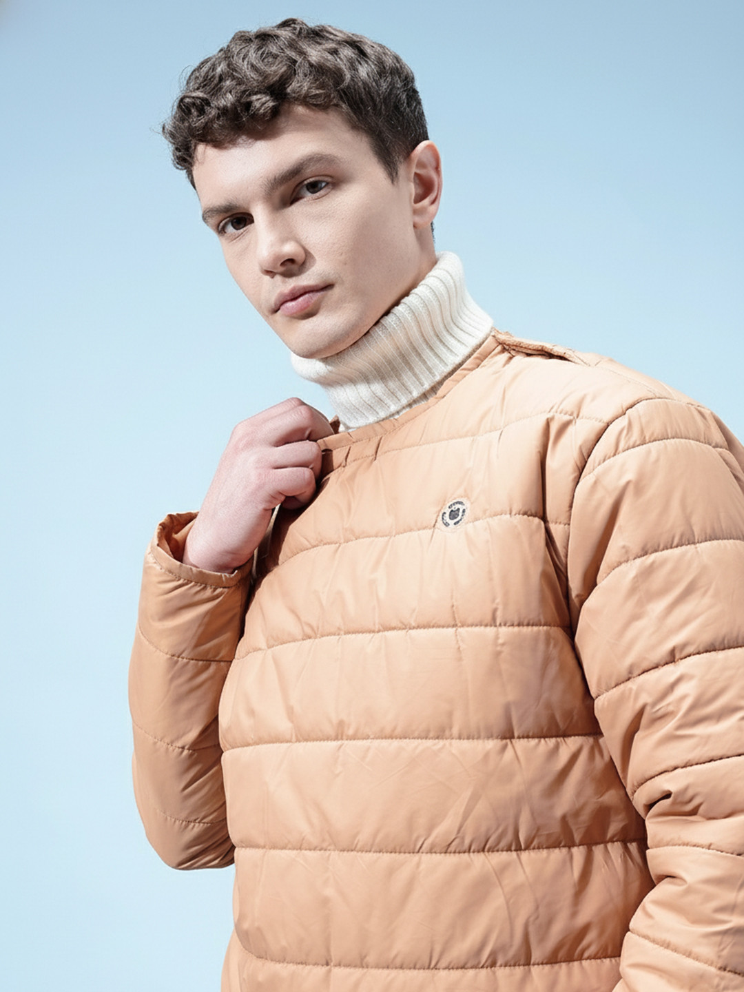 glitchez Shoulder Snap-Button Closure Collarless Windcheater Jacket