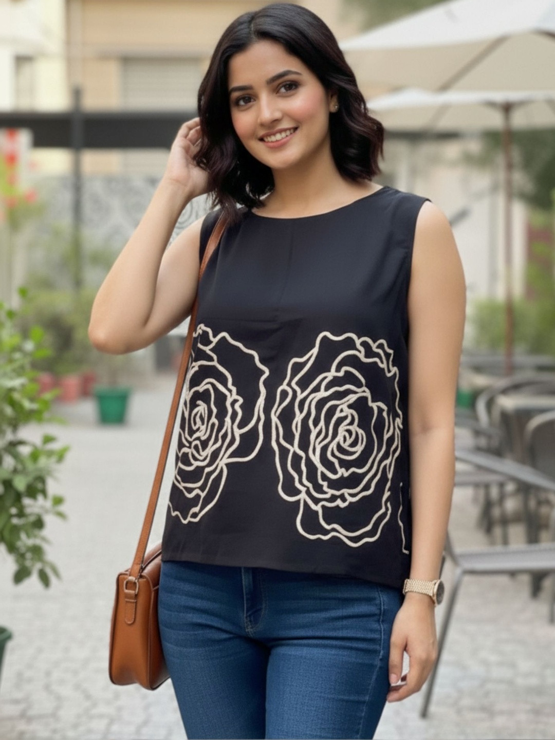 KALINI Floral Print Cotton Top