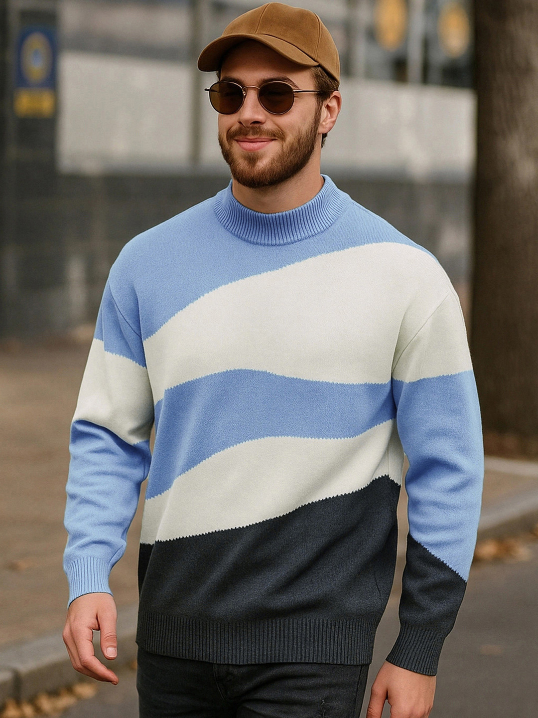 Bewakoof Block Oversized Flat Knit Sweater